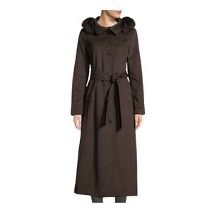 NWT Elegant Ellen Tracy Wool Blend Coat Blue Fox Trim 4
